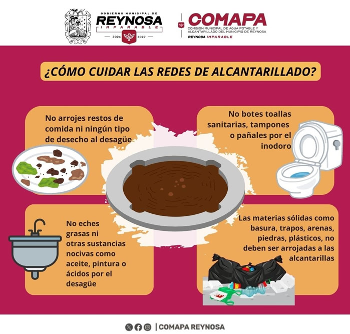 Exhorta COMAPA a no arrojar basura ni grasas a las alcantarillas